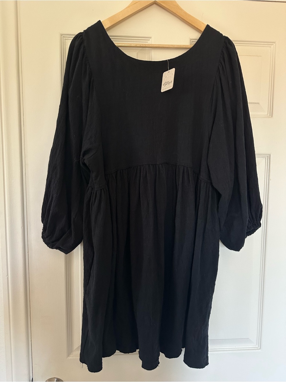 Free People Beach Get Obsessed Gauzy Babydoll Dress Black Boho Vacation medium - Picture 3 of 7